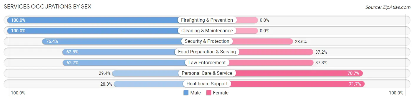 Services Occupations by Sex in Woodbury