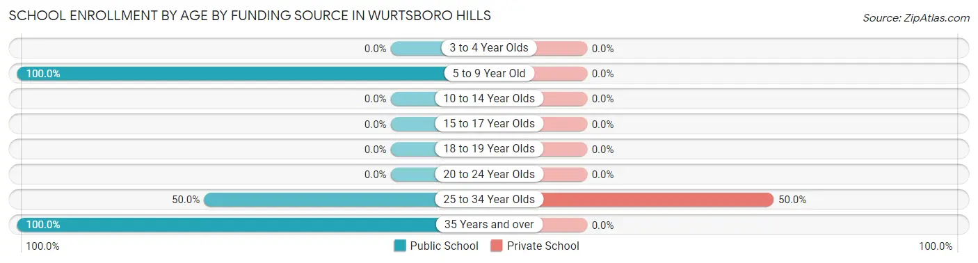 School Enrollment by Age by Funding Source in Wurtsboro Hills