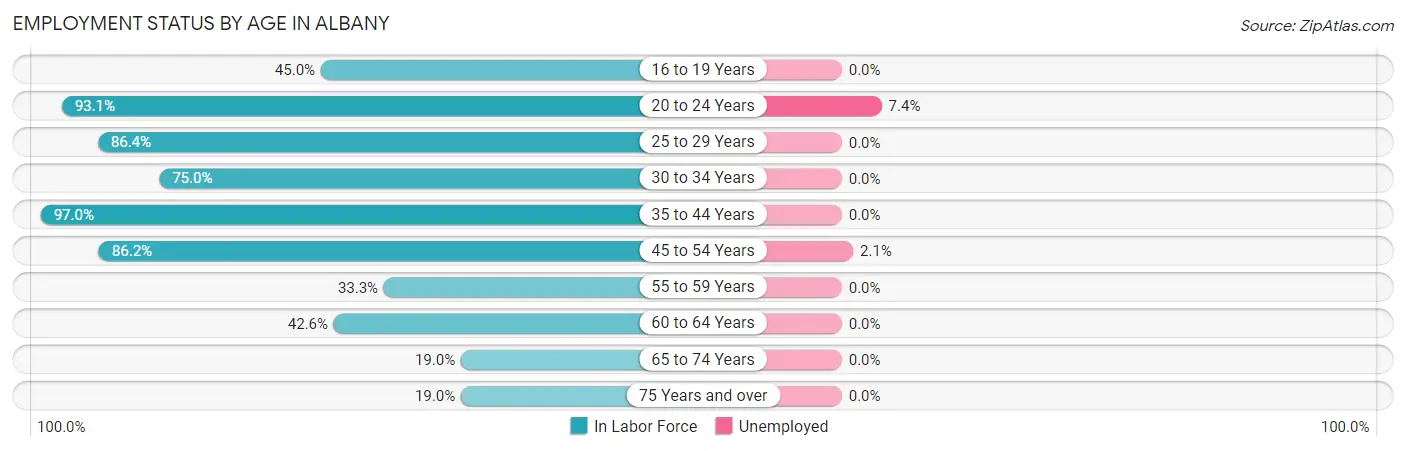 Employment Status by Age in Albany