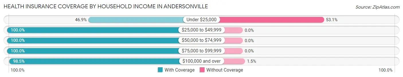Health Insurance Coverage by Household Income in Andersonville