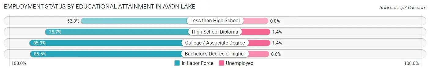 Employment Status by Educational Attainment in Avon Lake