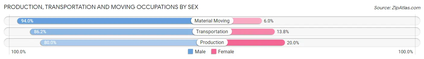 Production, Transportation and Moving Occupations by Sex in Avon Lake