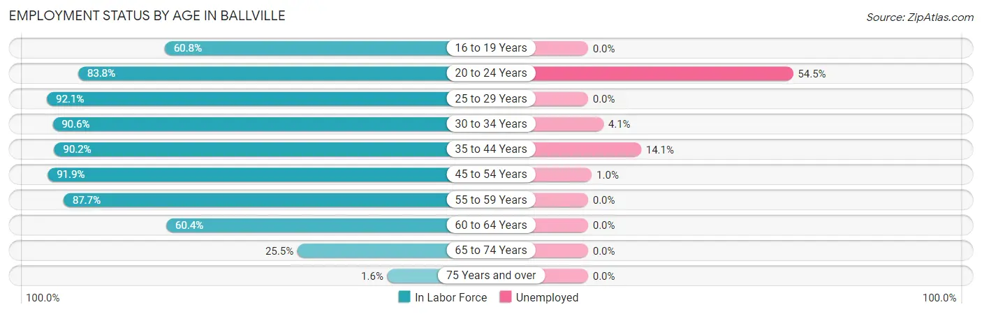 Employment Status by Age in Ballville