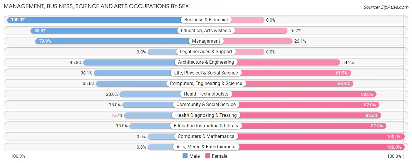 Management, Business, Science and Arts Occupations by Sex in Ballville