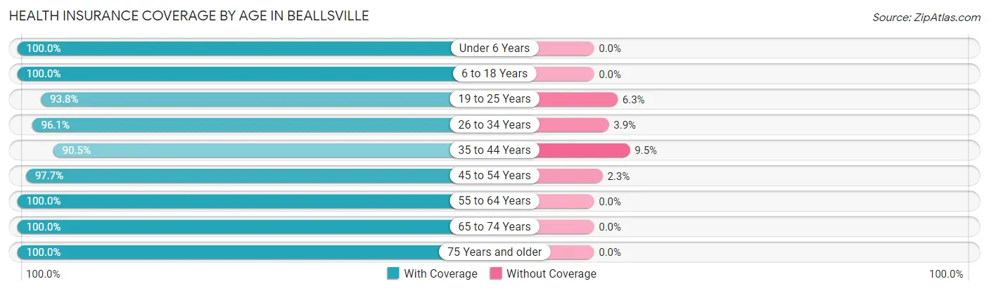Health Insurance Coverage by Age in Beallsville
