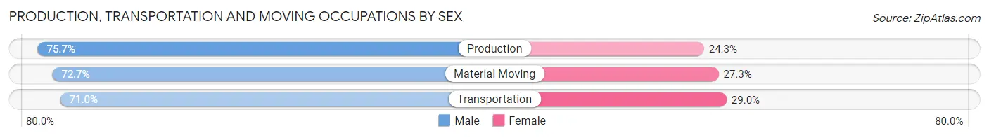 Production, Transportation and Moving Occupations by Sex in Bedford Heights