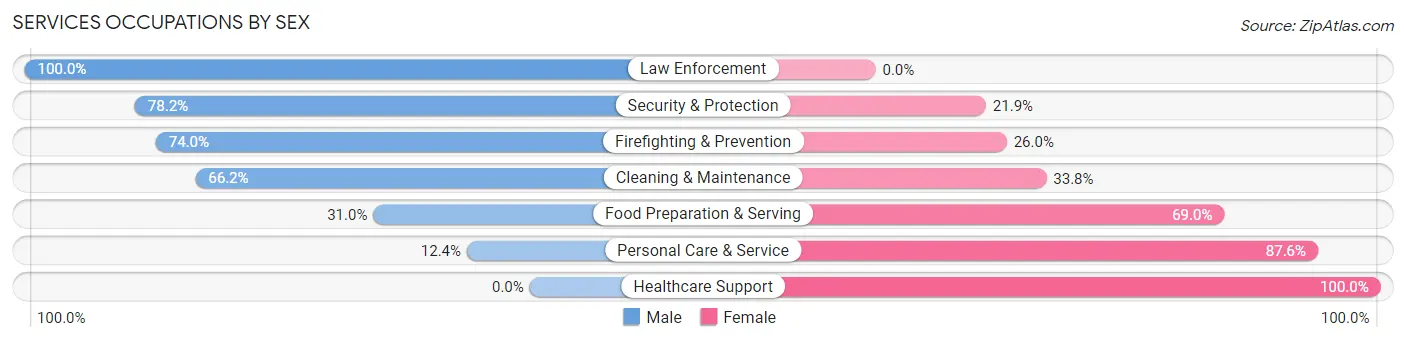 Services Occupations by Sex in Bellefontaine