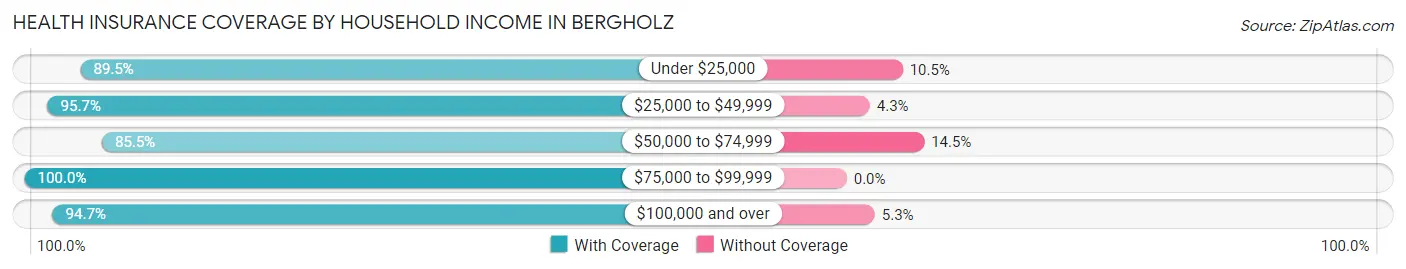 Health Insurance Coverage by Household Income in Bergholz