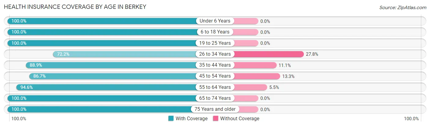 Health Insurance Coverage by Age in Berkey