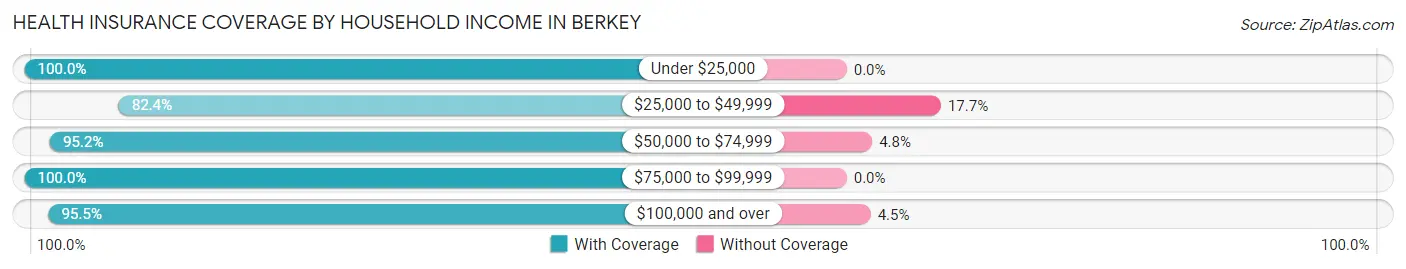 Health Insurance Coverage by Household Income in Berkey