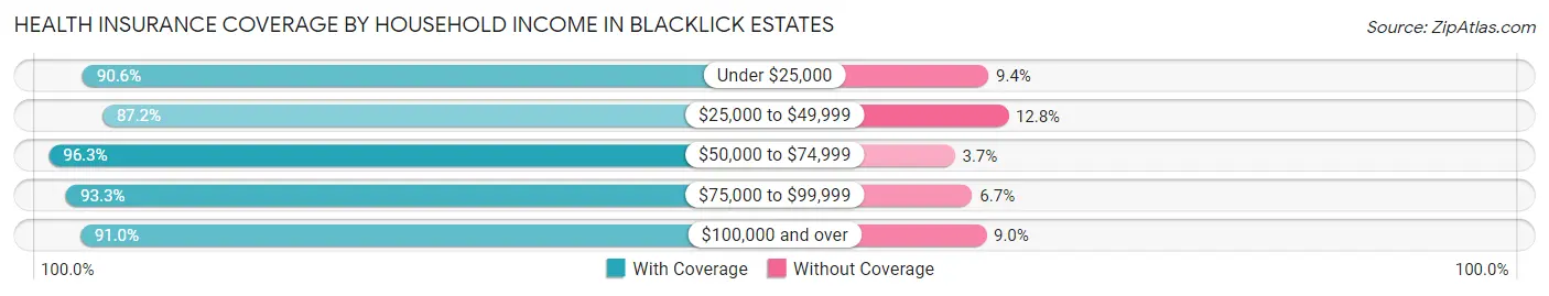 Health Insurance Coverage by Household Income in Blacklick Estates