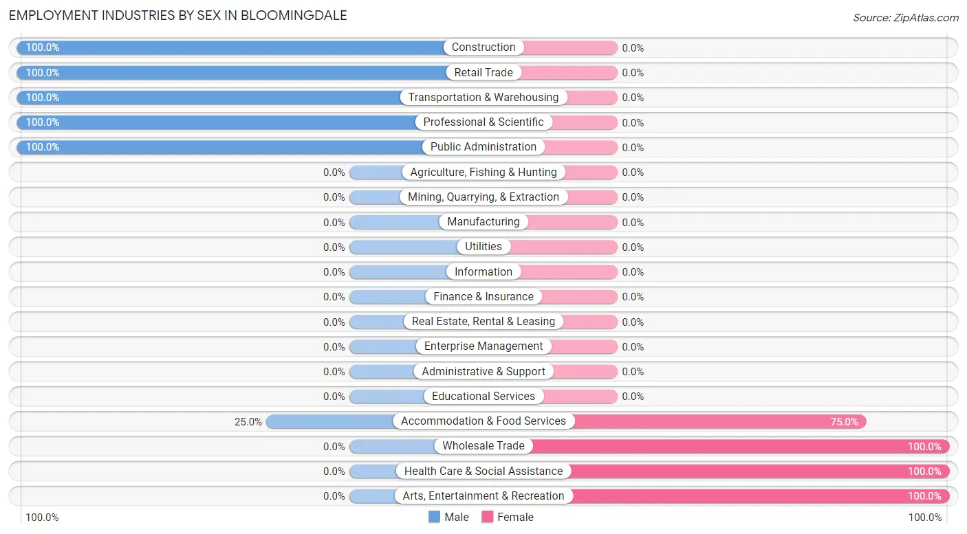 Employment Industries by Sex in Bloomingdale