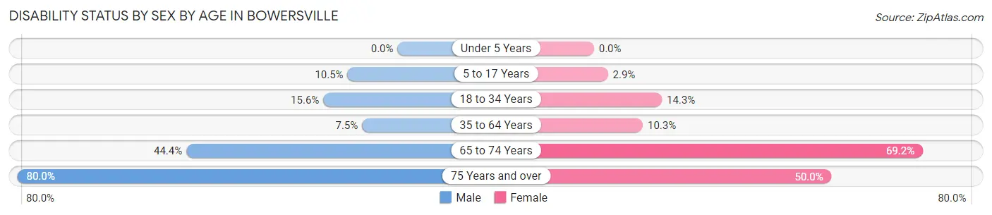 Disability Status by Sex by Age in Bowersville