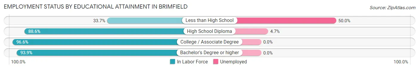 Employment Status by Educational Attainment in Brimfield