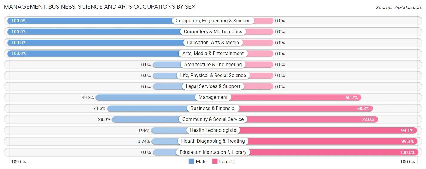 Management, Business, Science and Arts Occupations by Sex in Brimfield