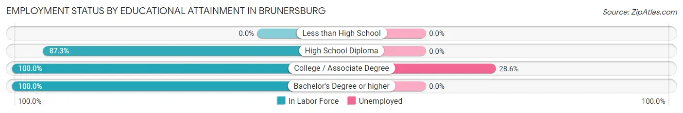 Employment Status by Educational Attainment in Brunersburg