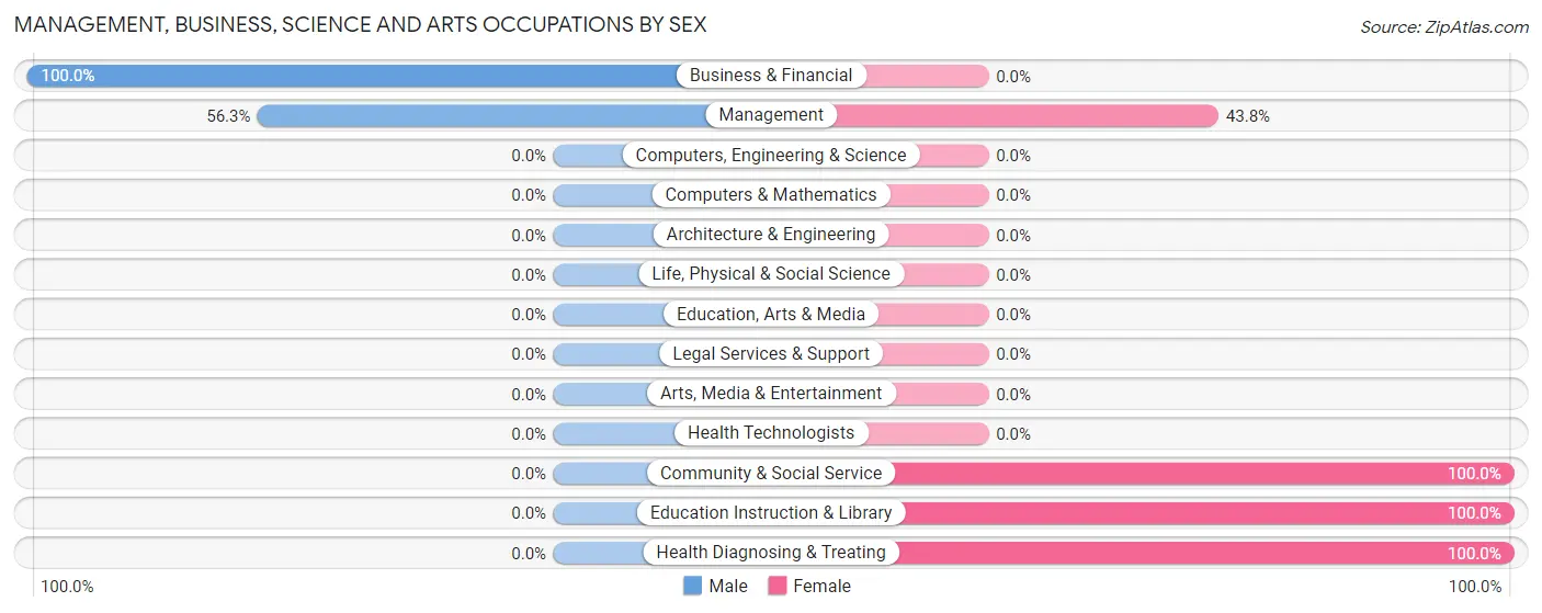 Management, Business, Science and Arts Occupations by Sex in Brunersburg