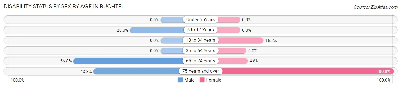 Disability Status by Sex by Age in Buchtel