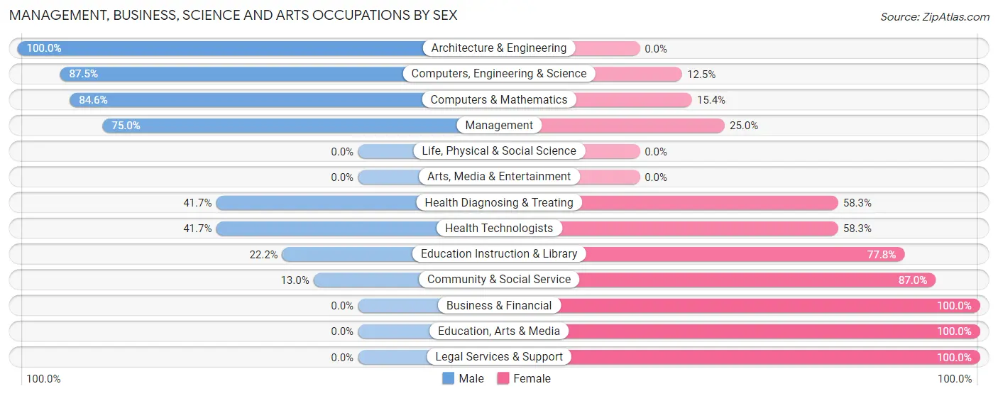 Management, Business, Science and Arts Occupations by Sex in Buchtel
