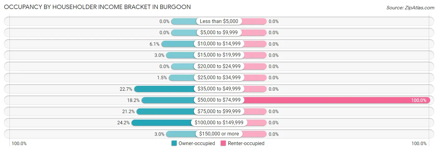 Occupancy by Householder Income Bracket in Burgoon