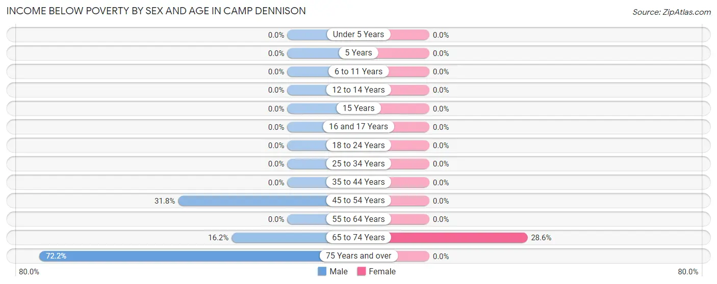Income Below Poverty by Sex and Age in Camp Dennison