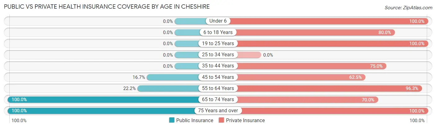 Public vs Private Health Insurance Coverage by Age in Cheshire
