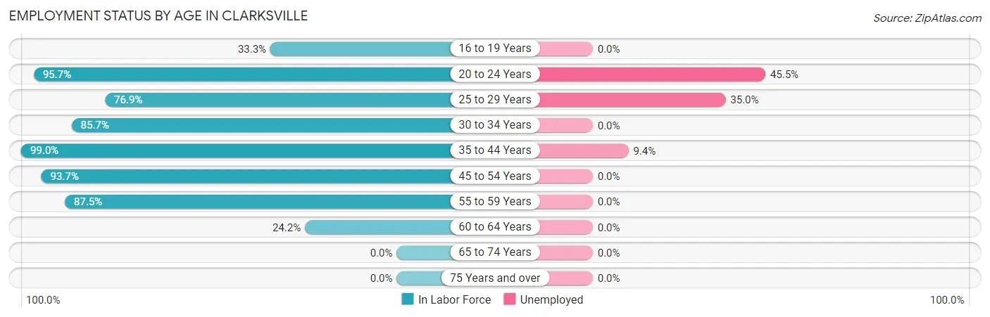 Employment Status by Age in Clarksville