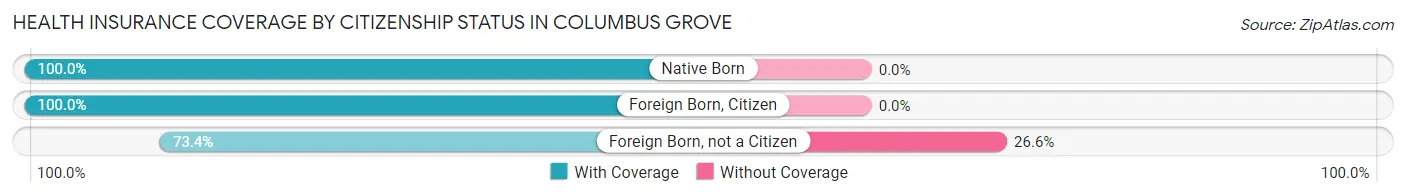 Health Insurance Coverage by Citizenship Status in Columbus Grove