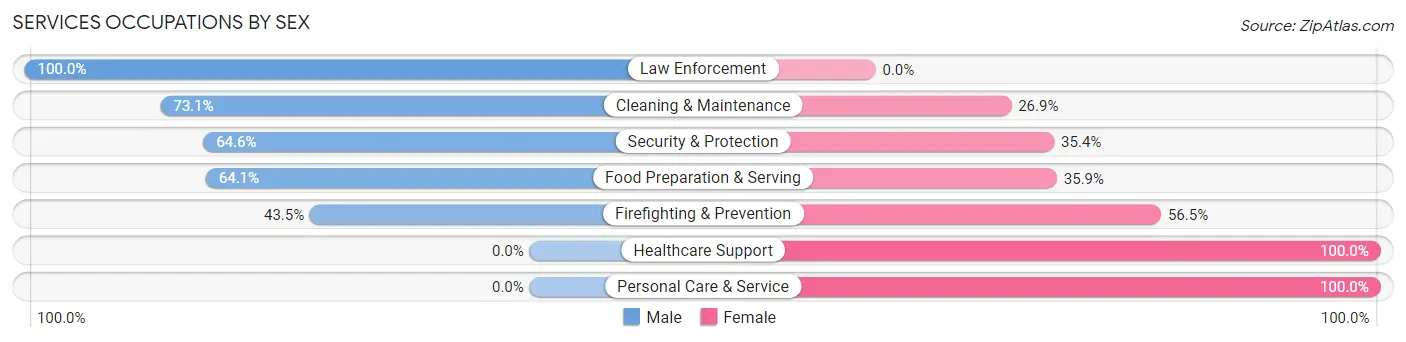 Services Occupations by Sex in Commercial Point