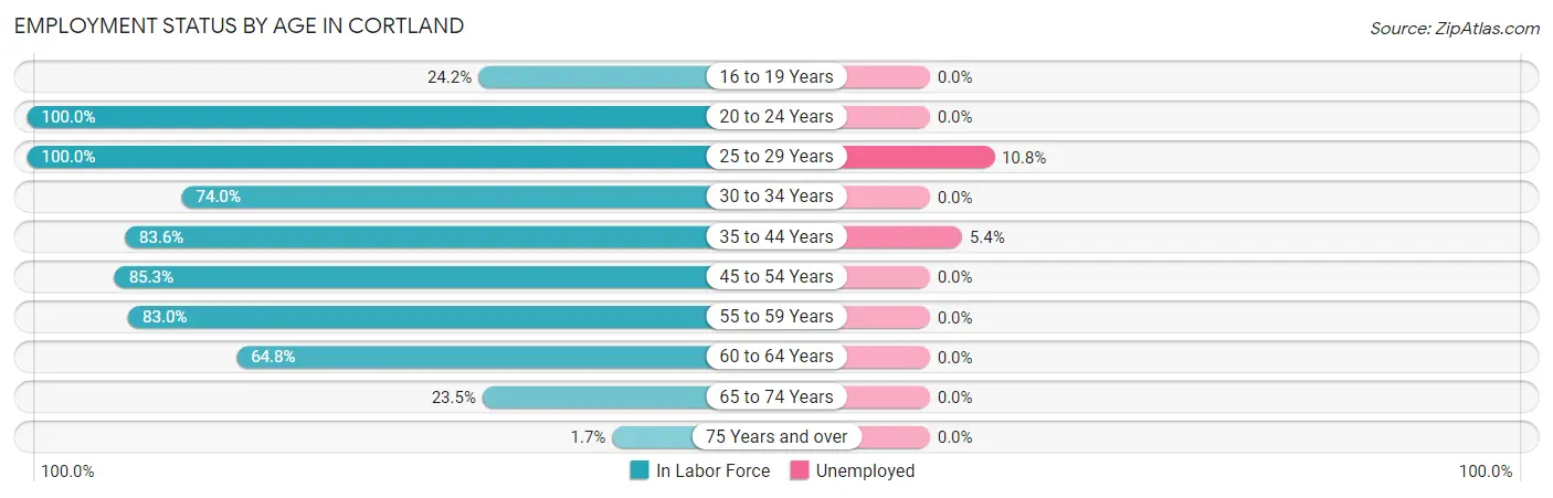 Employment Status by Age in Cortland
