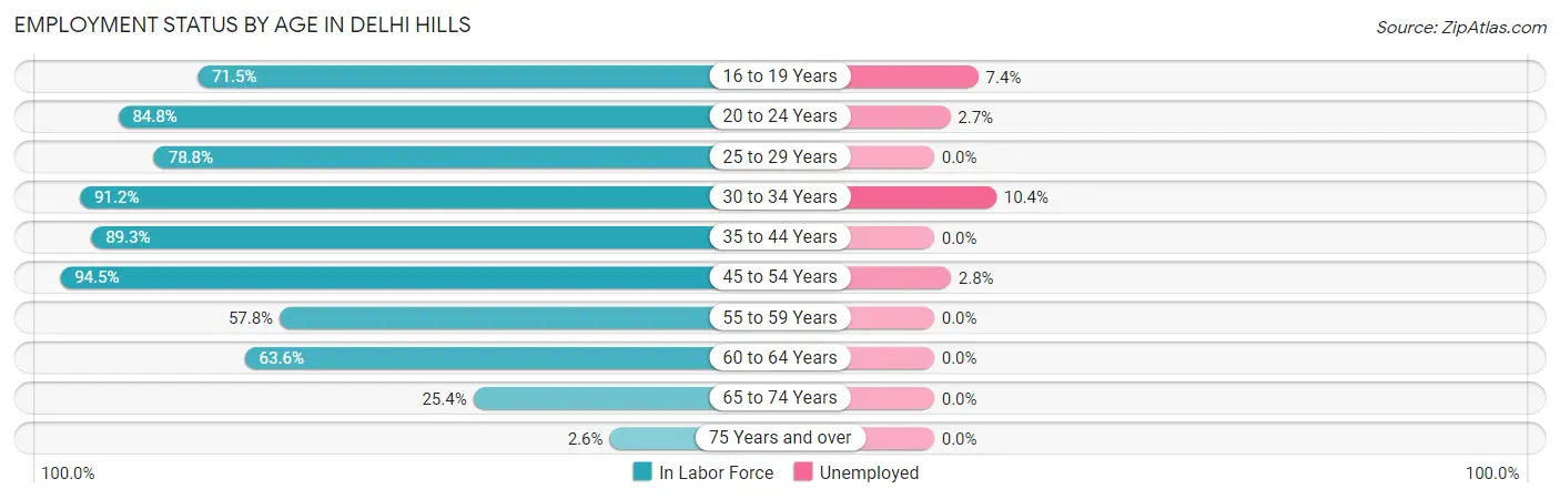 Employment Status by Age in Delhi Hills