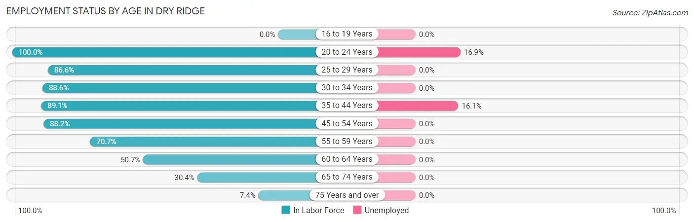 Employment Status by Age in Dry Ridge