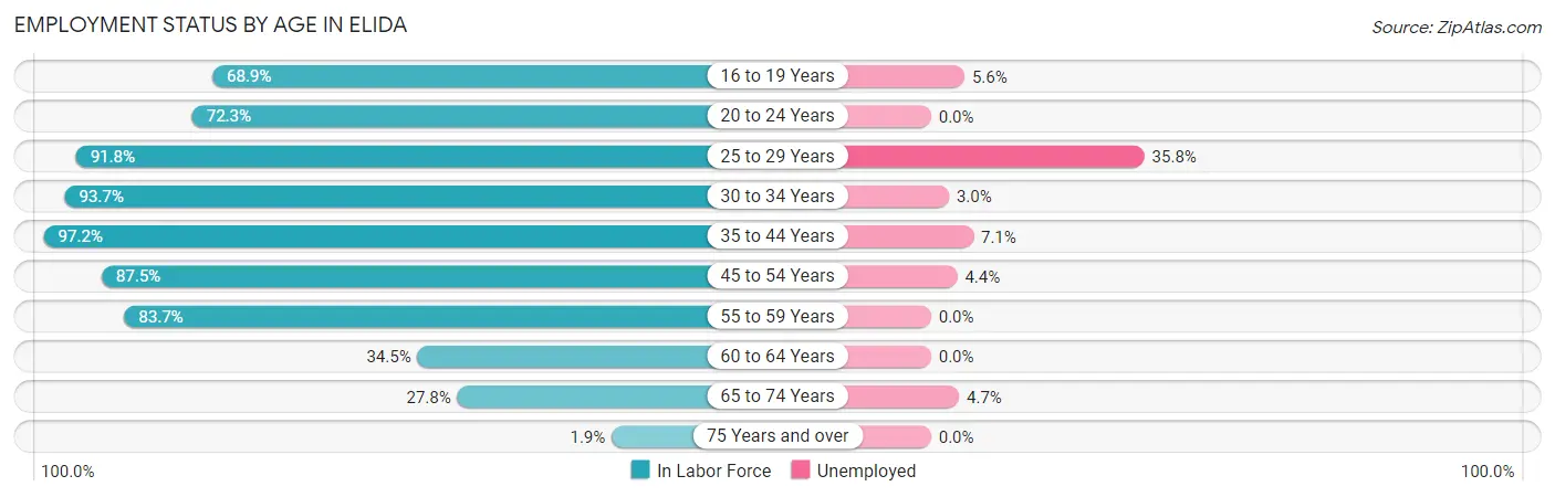 Employment Status by Age in Elida