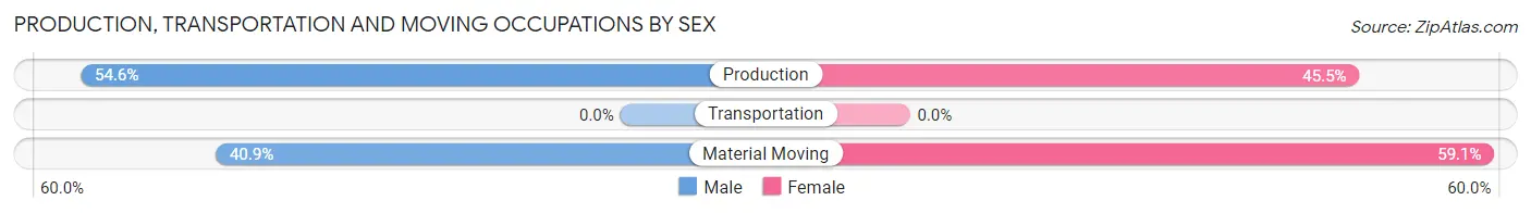 Production, Transportation and Moving Occupations by Sex in Elizabethtown