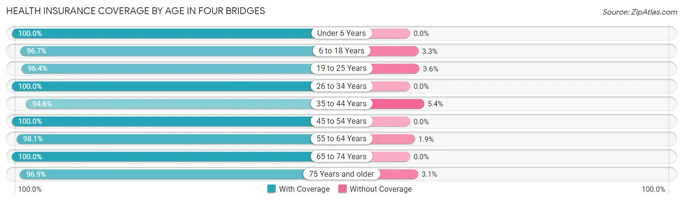 Health Insurance Coverage by Age in Four Bridges