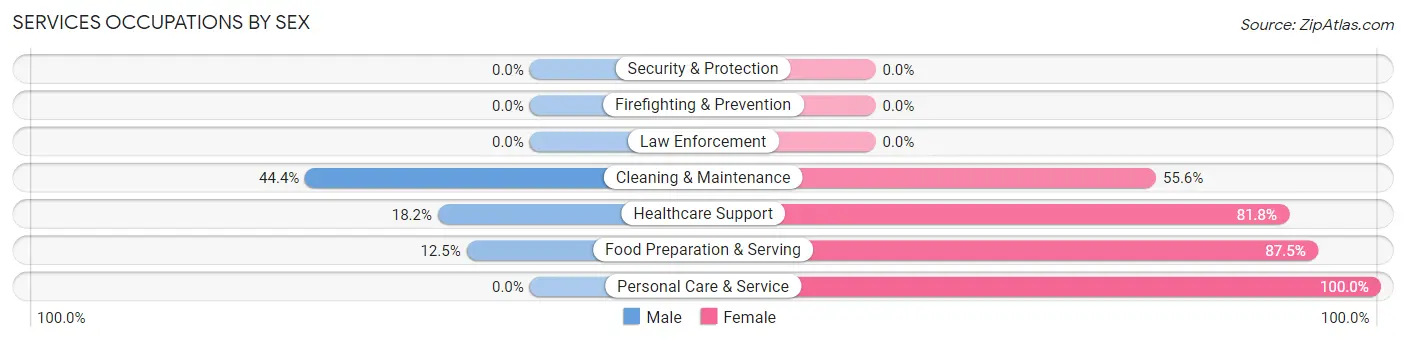 Services Occupations by Sex in Gettysburg