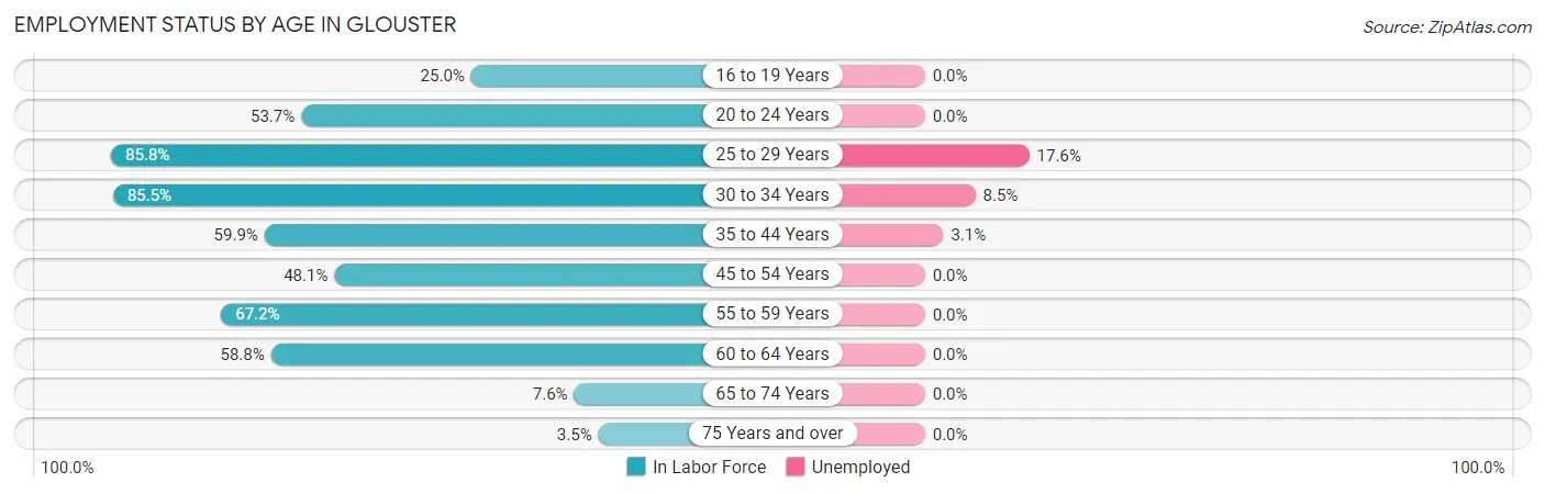 Employment Status by Age in Glouster