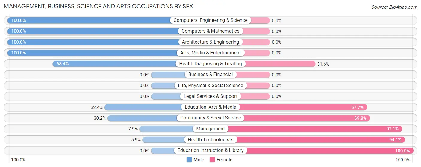 Management, Business, Science and Arts Occupations by Sex in Glouster
