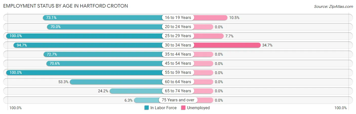 Employment Status by Age in Hartford Croton