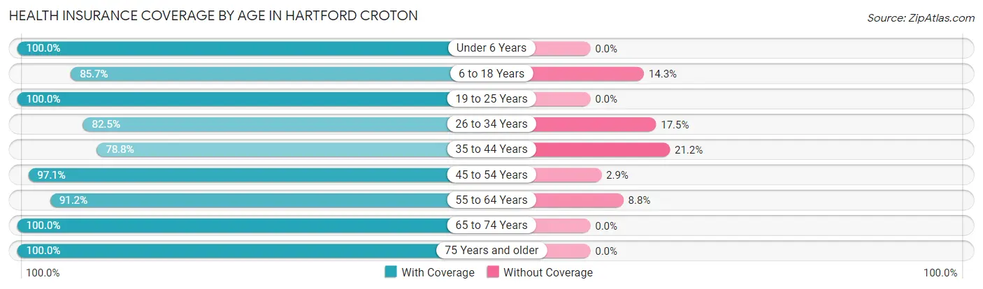 Health Insurance Coverage by Age in Hartford Croton