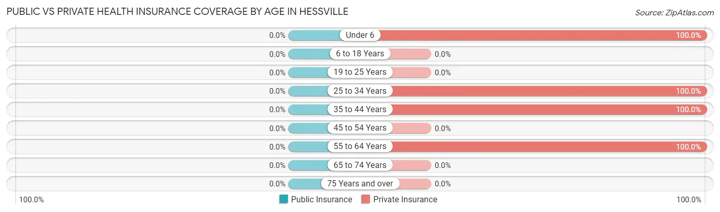 Public vs Private Health Insurance Coverage by Age in Hessville
