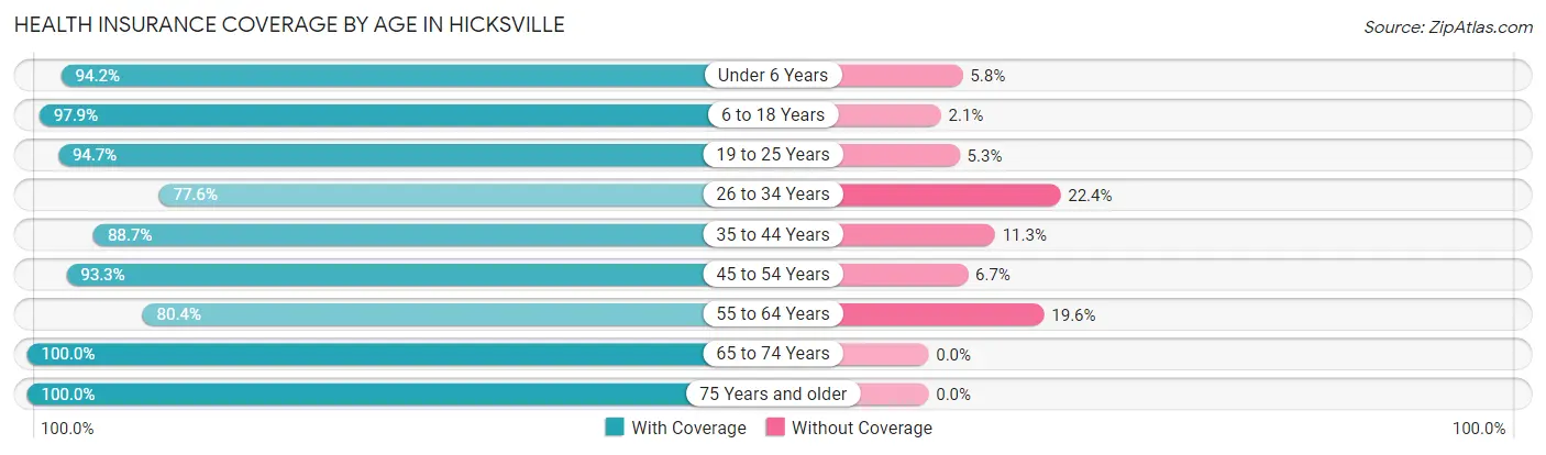 Health Insurance Coverage by Age in Hicksville