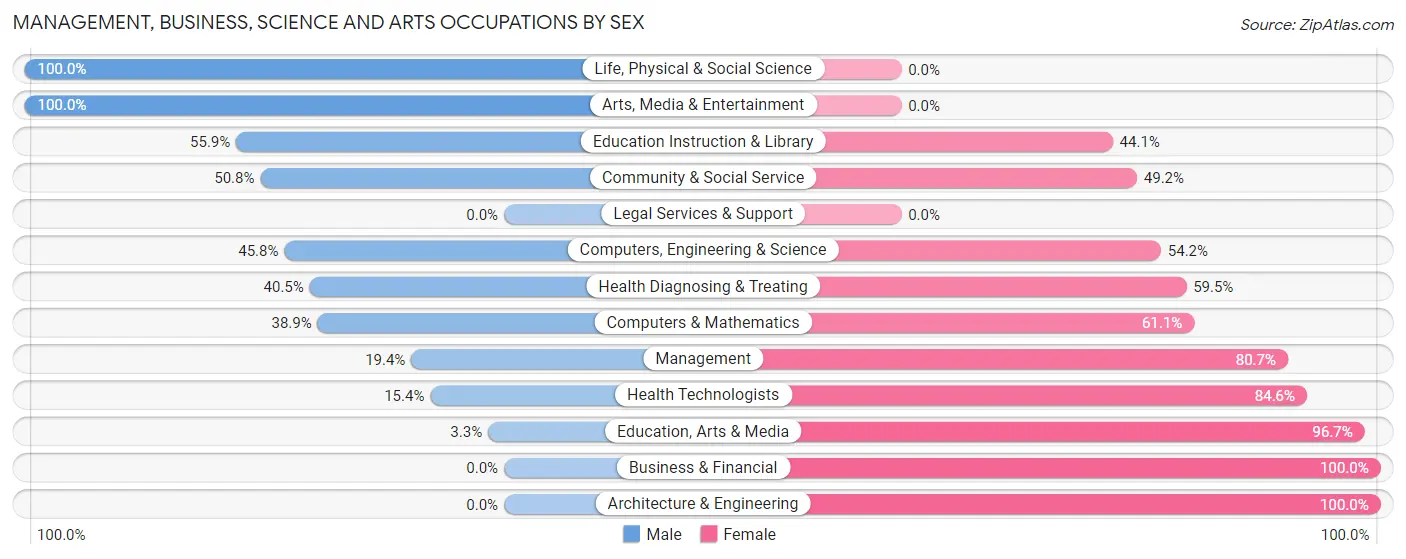 Management, Business, Science and Arts Occupations by Sex in Hiram