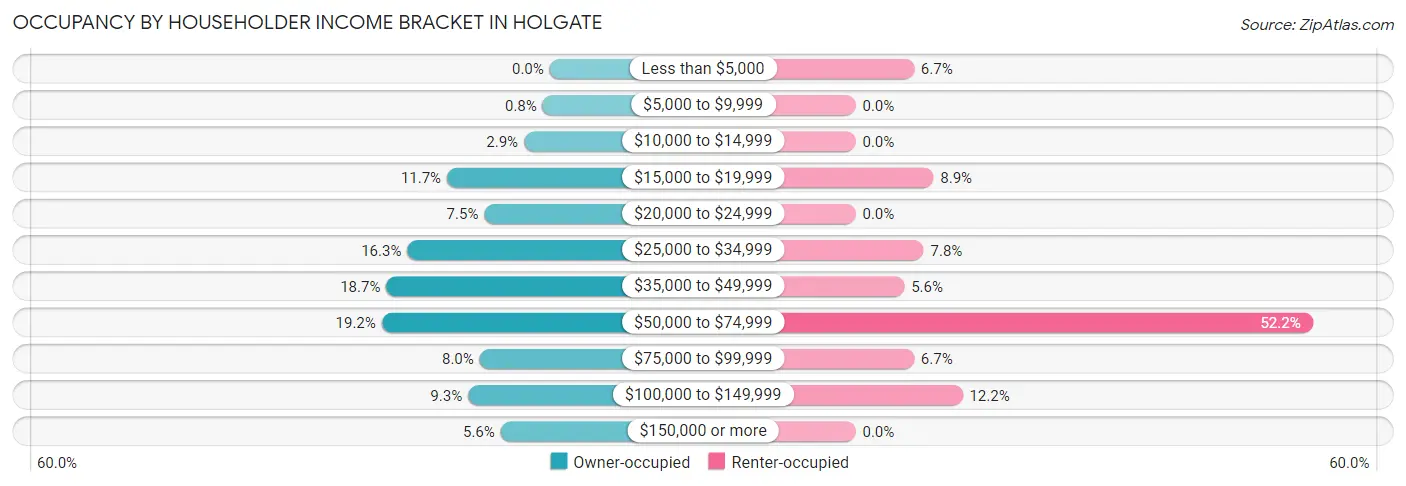 Occupancy by Householder Income Bracket in Holgate