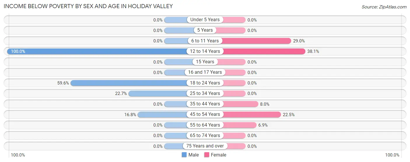 Income Below Poverty by Sex and Age in Holiday Valley