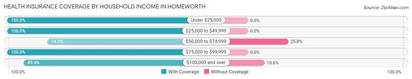 Health Insurance Coverage by Household Income in Homeworth