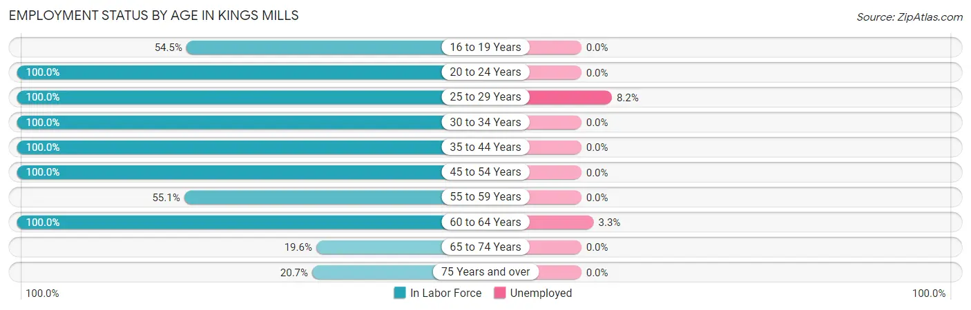 Employment Status by Age in Kings Mills