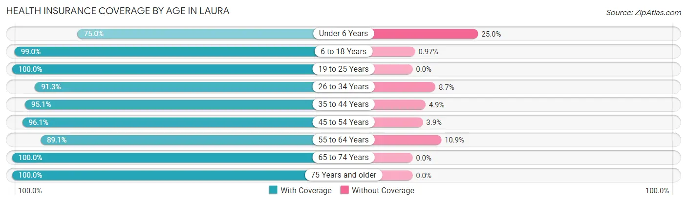 Health Insurance Coverage by Age in Laura