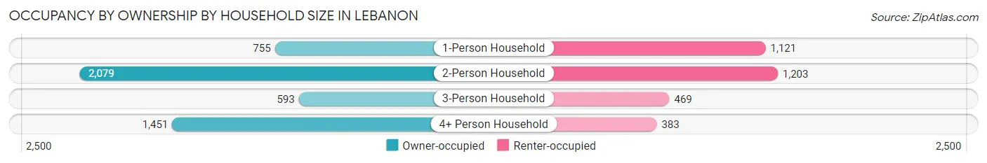 Occupancy by Ownership by Household Size in Lebanon