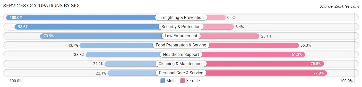 Services Occupations by Sex in Loveland